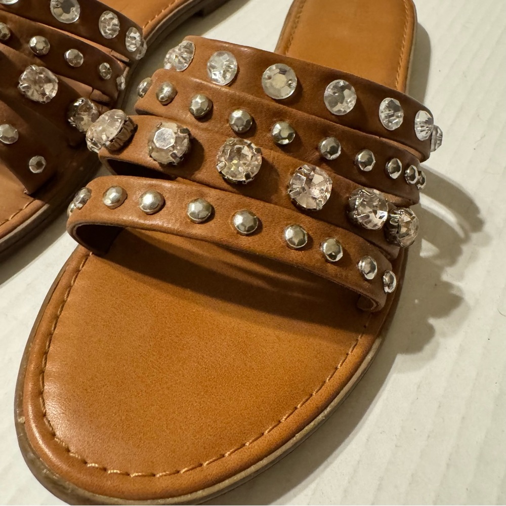 Mossimo Studded Rhinestone Brown Sandals - Picture 3 of 8